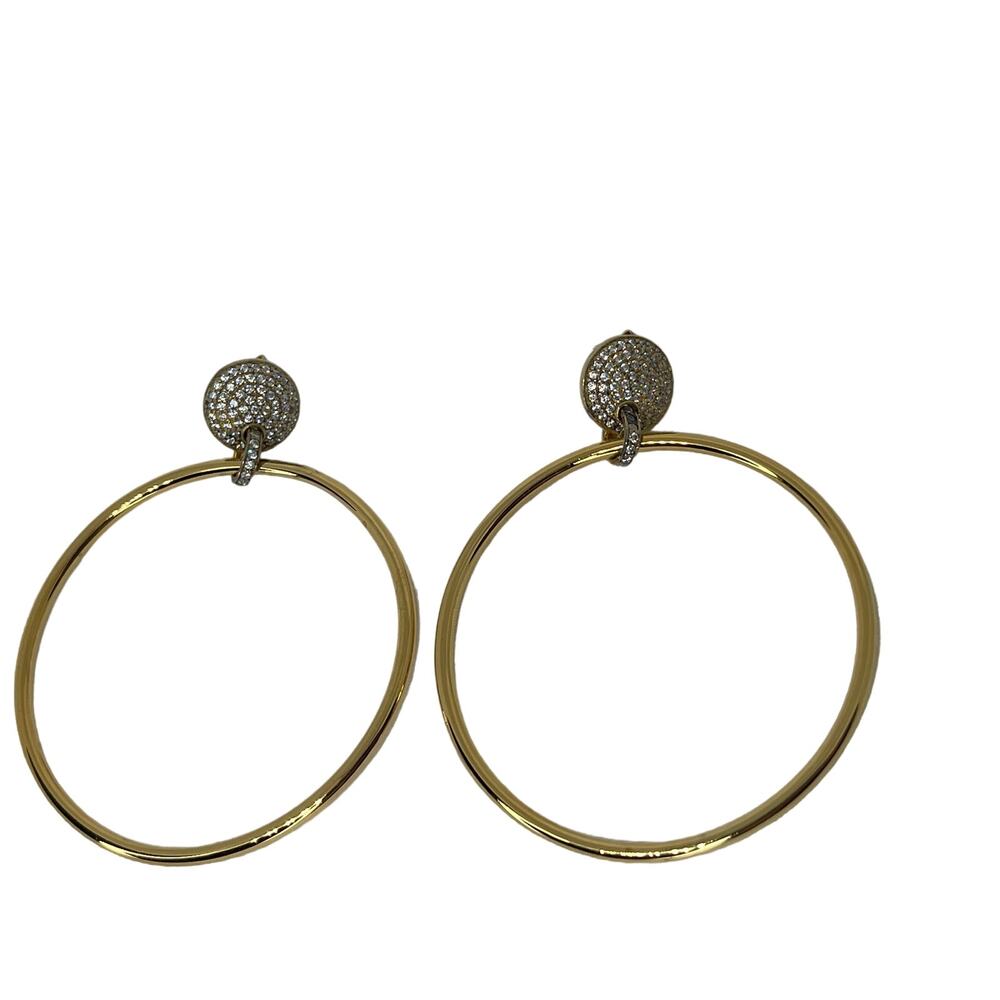 Michael Kors 14K Gold Vermeil Hoop Earrings CZ Statement Chic Women's Fashion - Picture 2 of 16